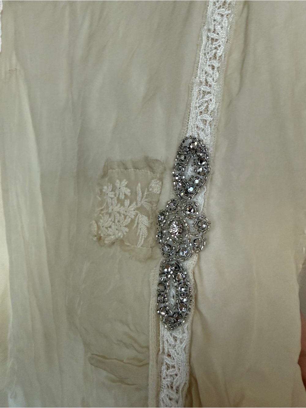 For Love and Liberty Layered Ivory White V-Neck Embellished Tunic Top Boho - Picture 3 of 6
